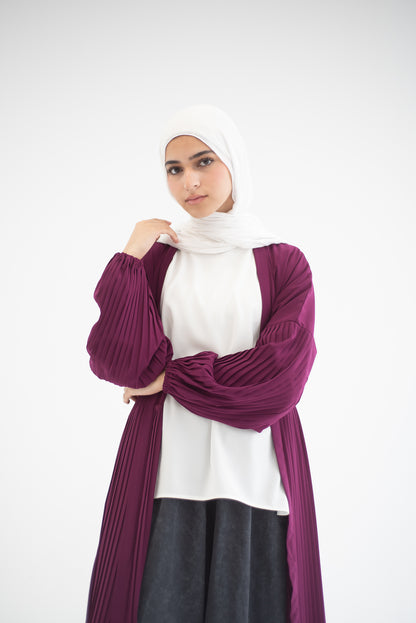 Petal Pleats Cardigan - Burgundy Pink