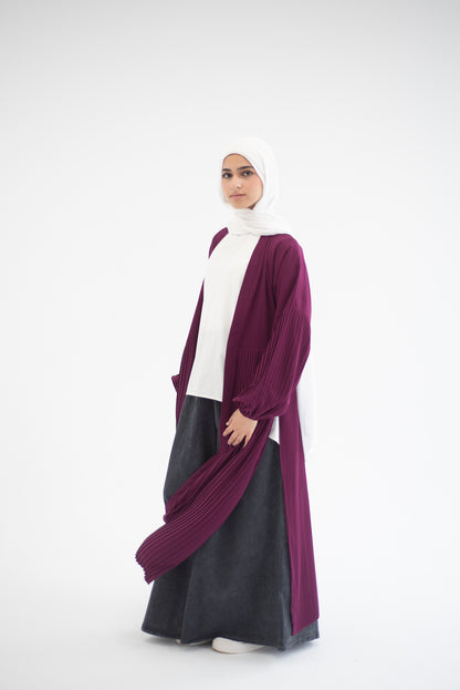Petal Pleats Cardigan - Burgundy Pink