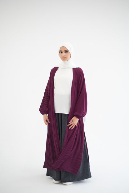 Petal Pleats Cardigan - Burgundy Pink