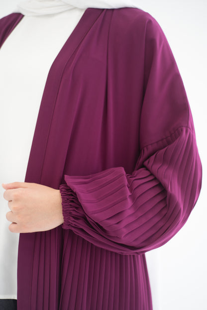Petal Pleats Cardigan - Burgundy Pink