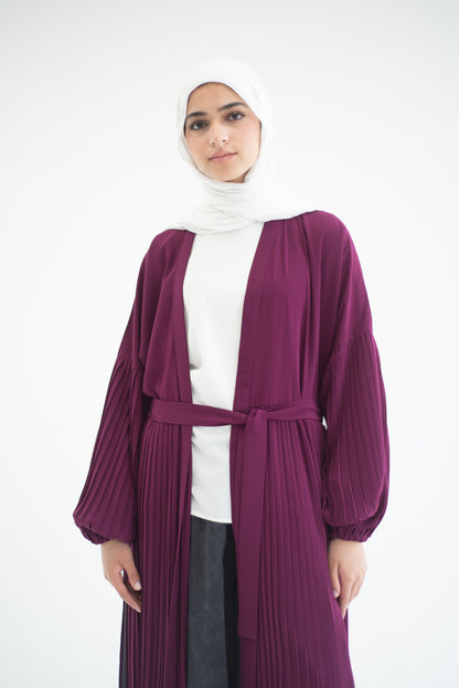 Petal Pleats Cardigan - Burgundy Pink