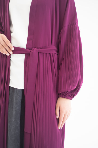 Petal Pleats Cardigan - Burgundy Pink