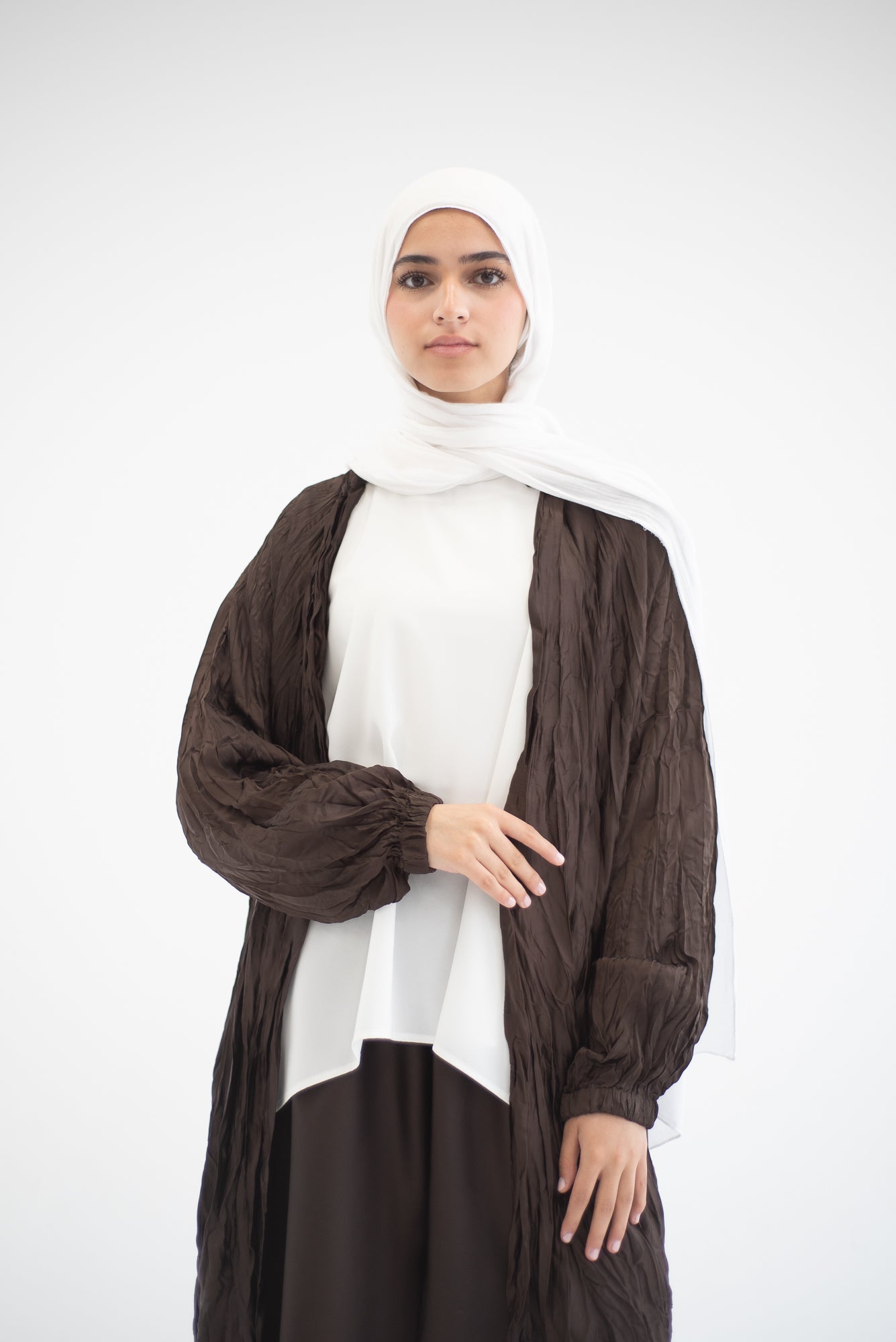 Crushed silk cardigan - Brown