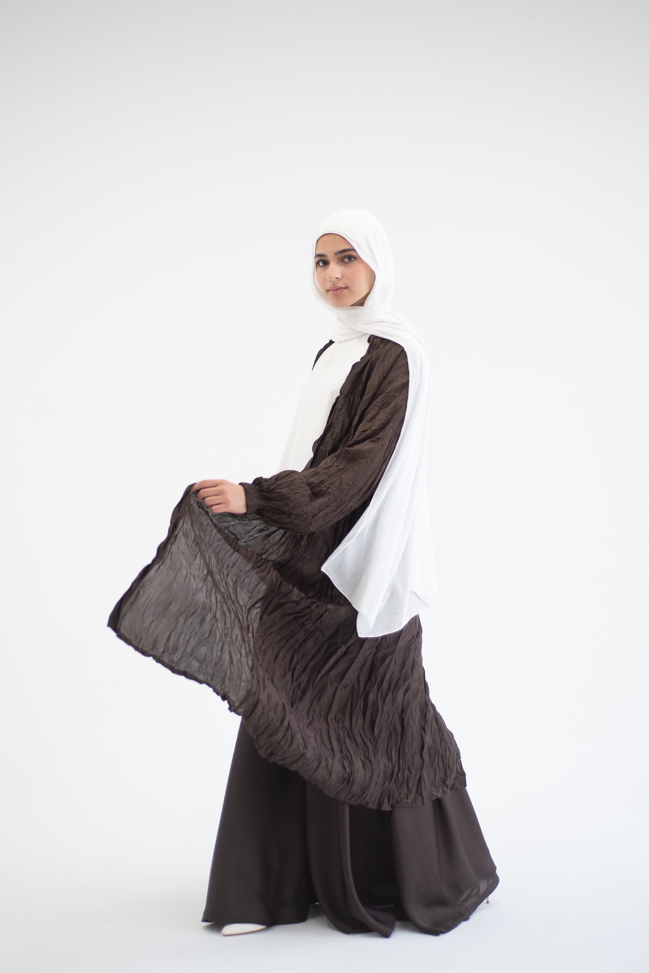 Crushed silk cardigan - Brown