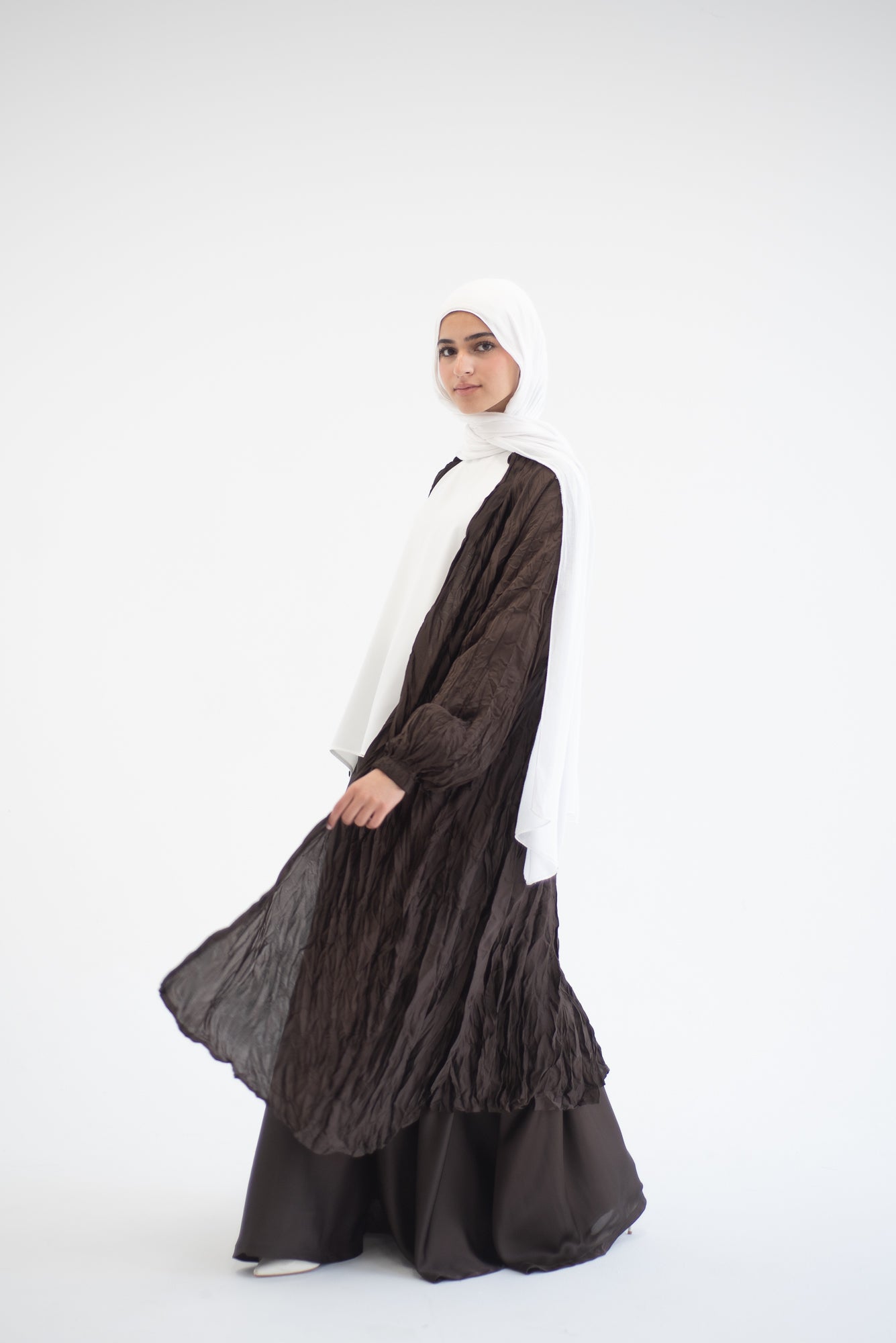 Crushed silk cardigan - Brown