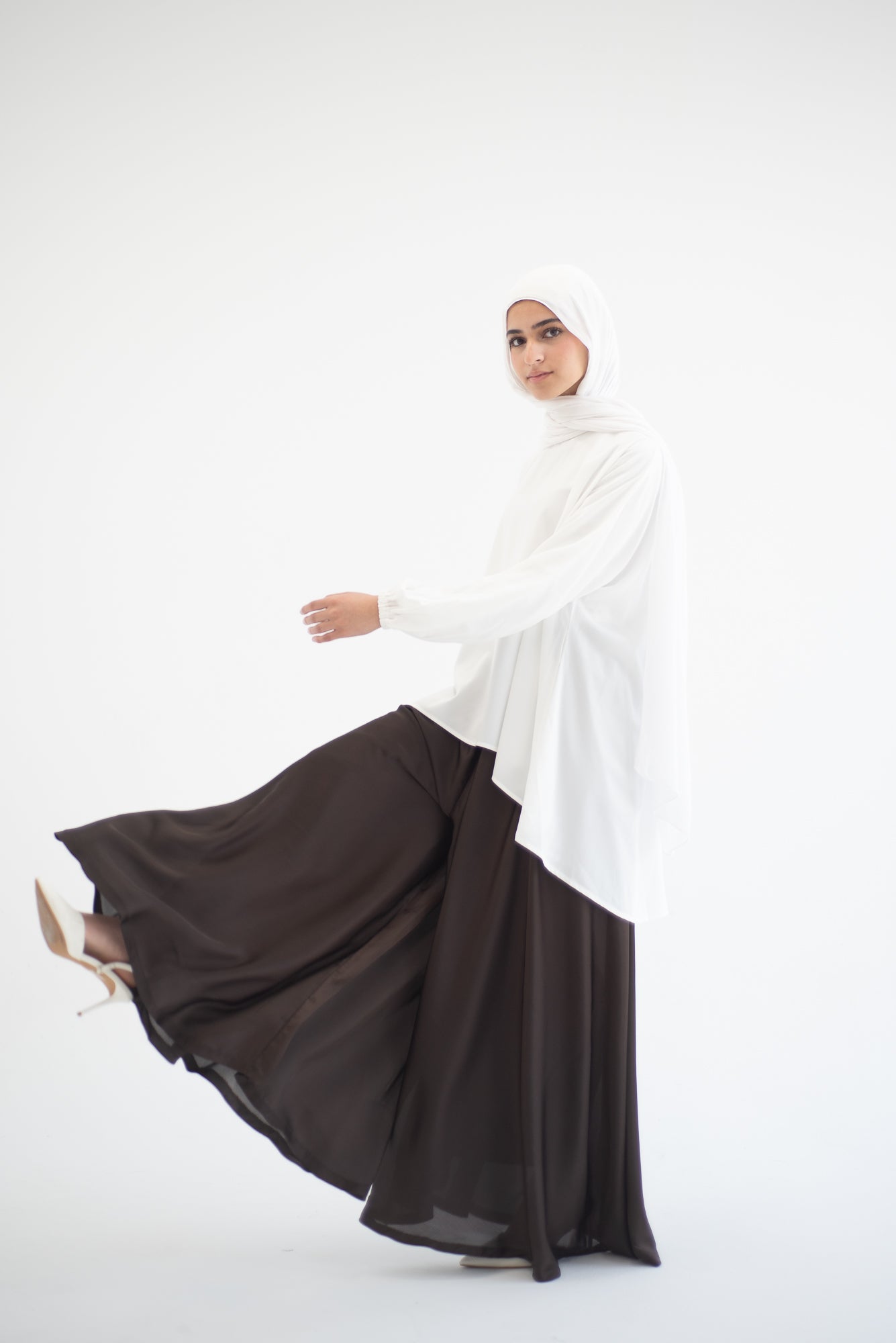 Silk Cloche Pants - Brown
