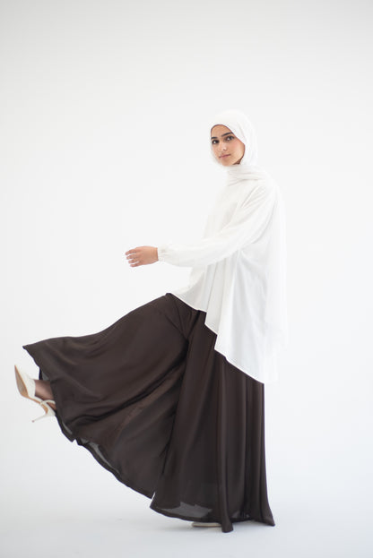 Silk Cloche Pants - Brown