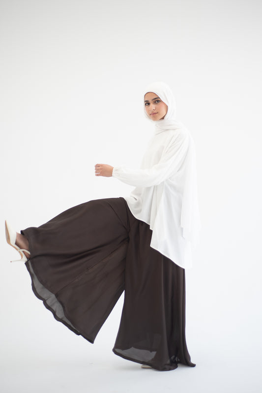 Silk Cloche Pants - Brown