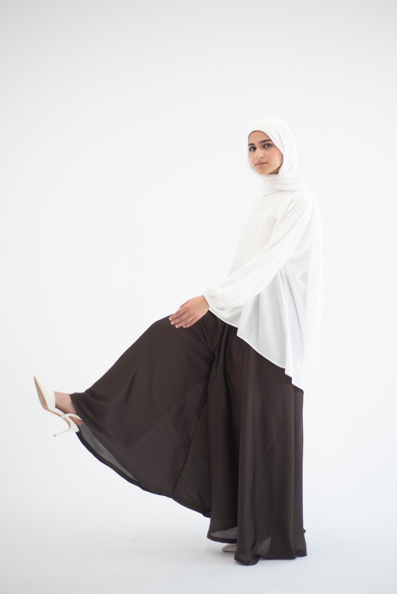 Silk Cloche Pants - Brown
