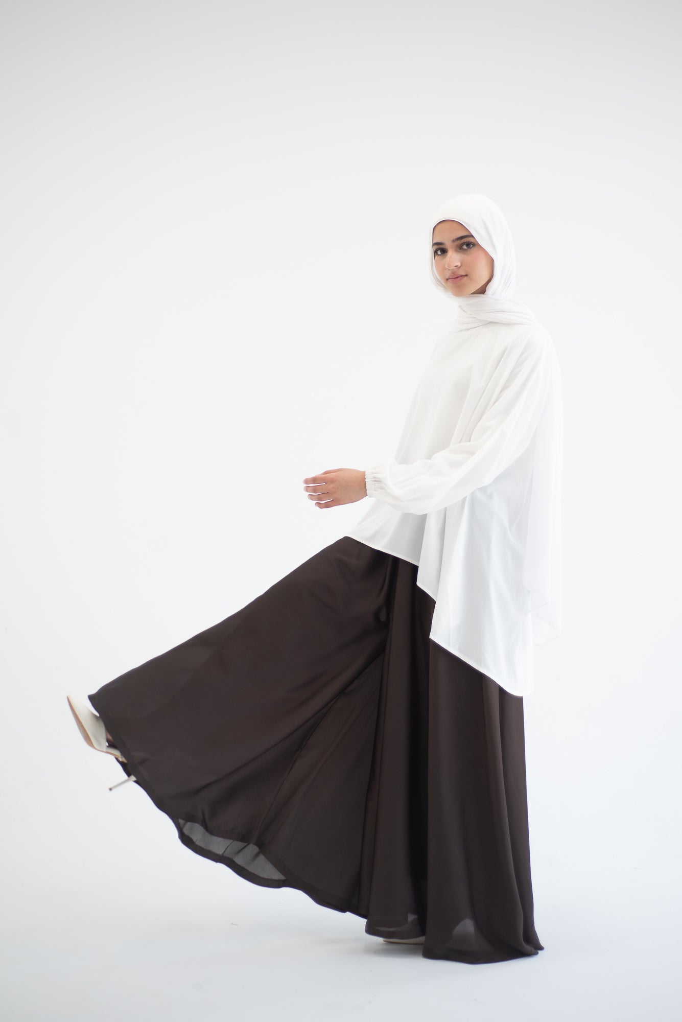 Silk Cloche Pants - Brown