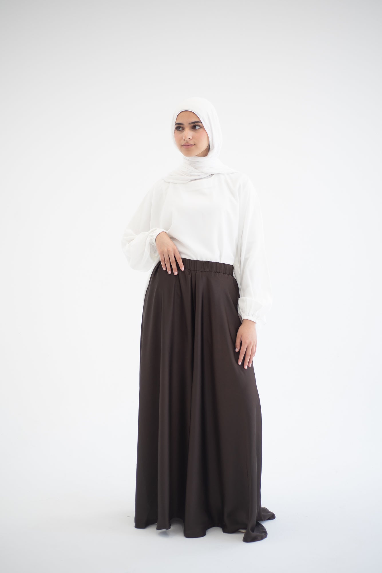 Silk Cloche Pants - Brown