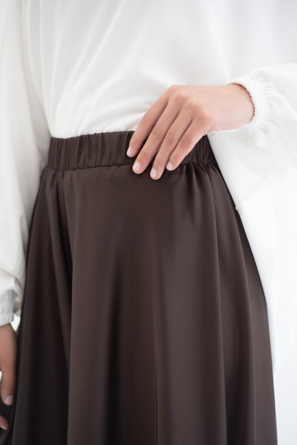 Silk Cloche Pants - Brown
