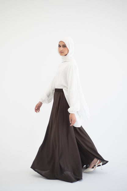 Silk Cloche Pants - Brown