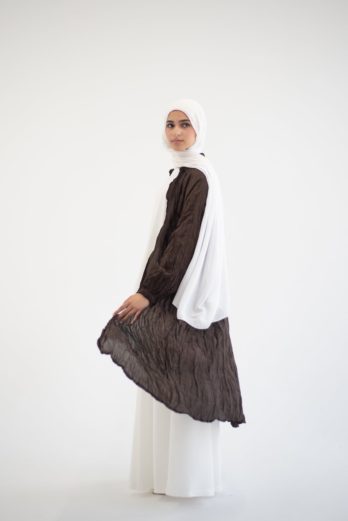 Crushed silk cardigan - Brown