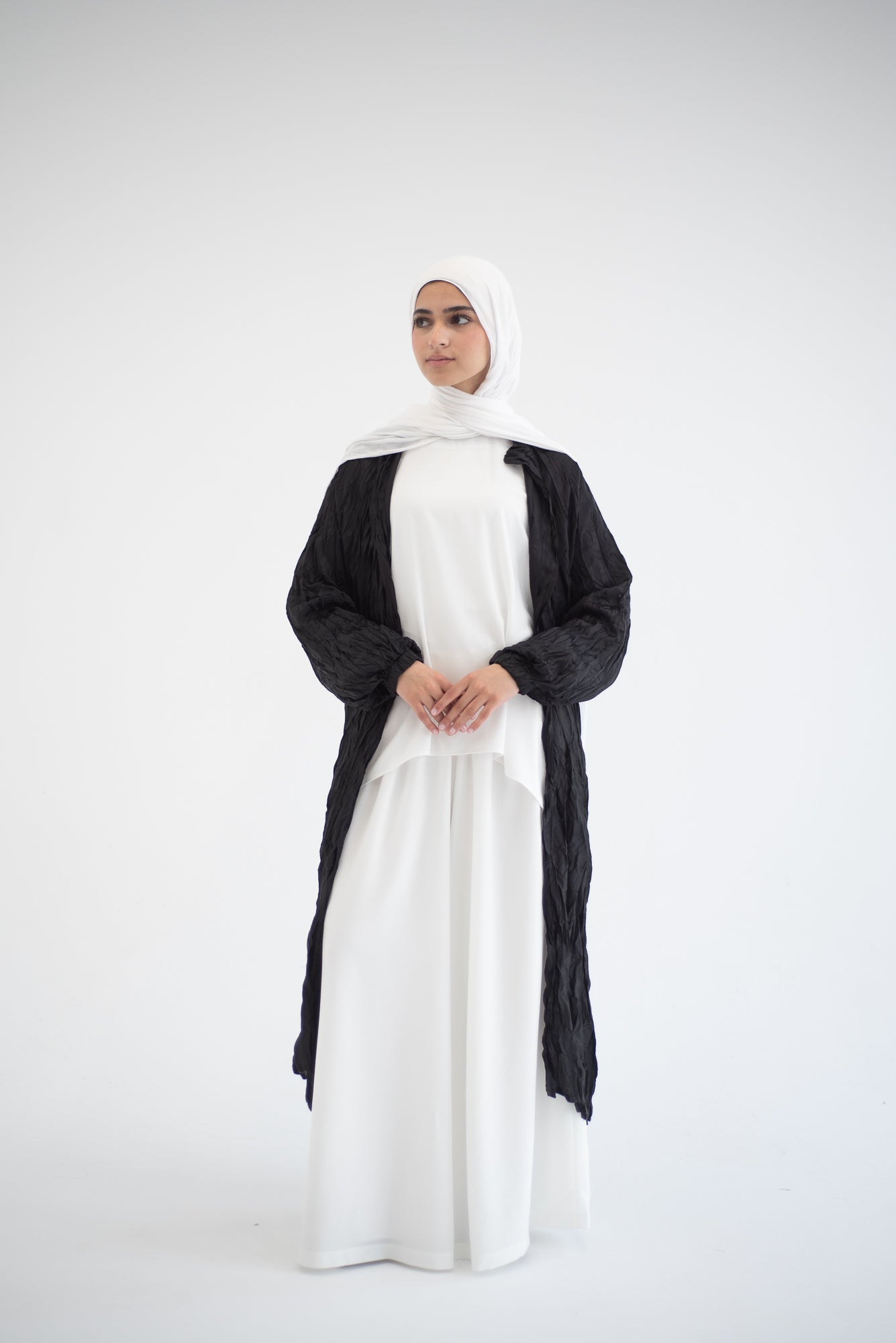Crushed silk cardigan - Black