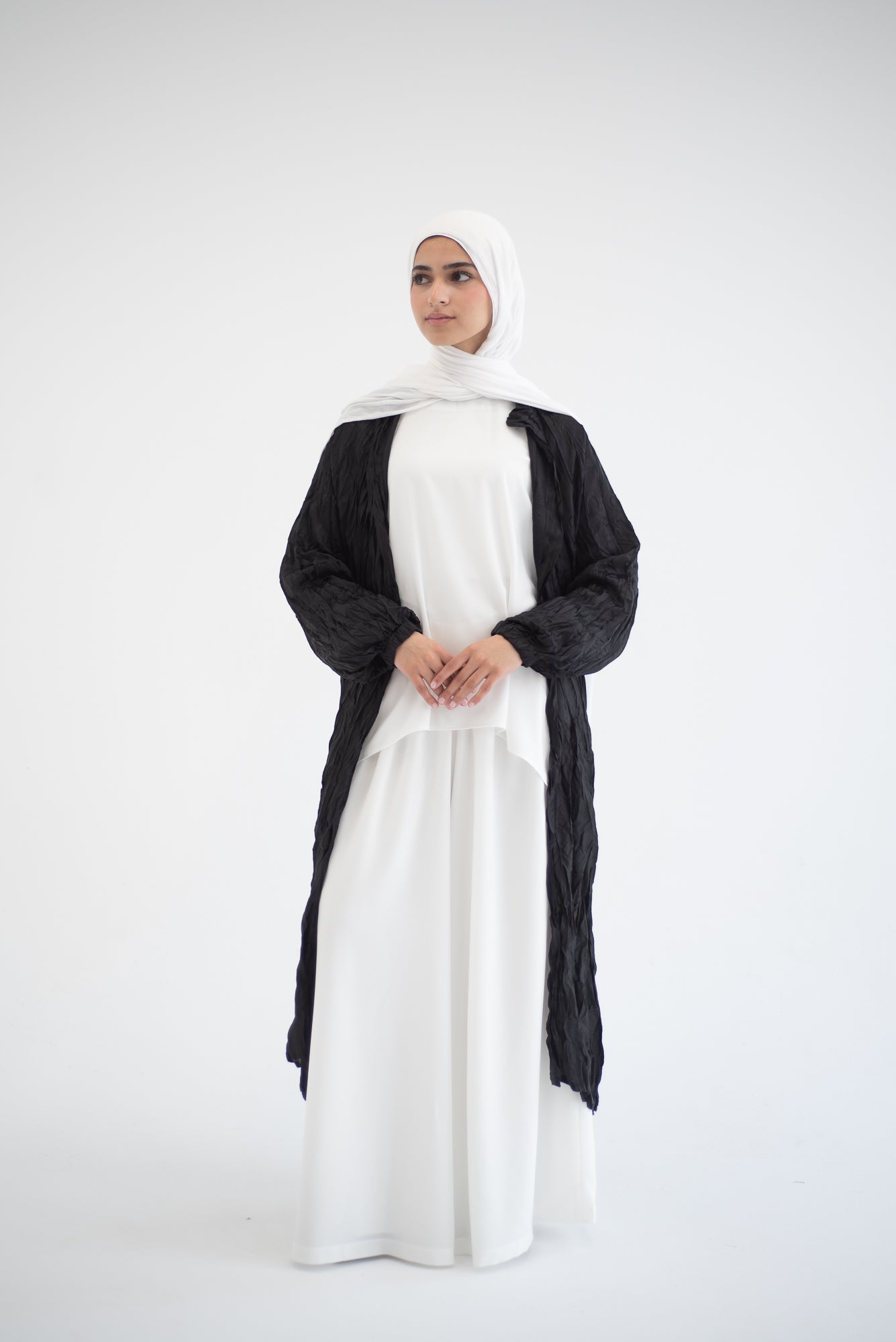 Crushed silk cardigan - Black