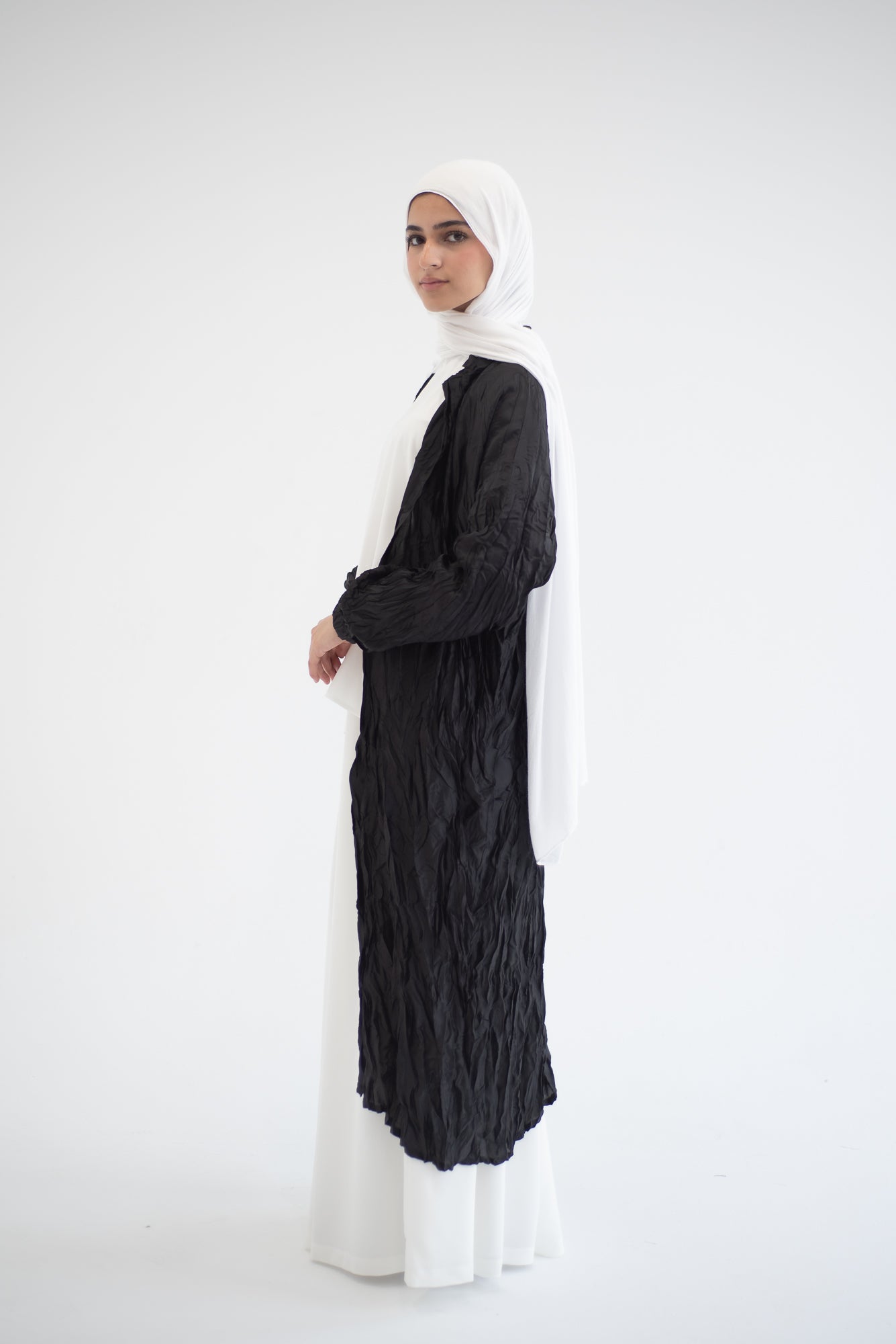 Crushed silk cardigan - Black