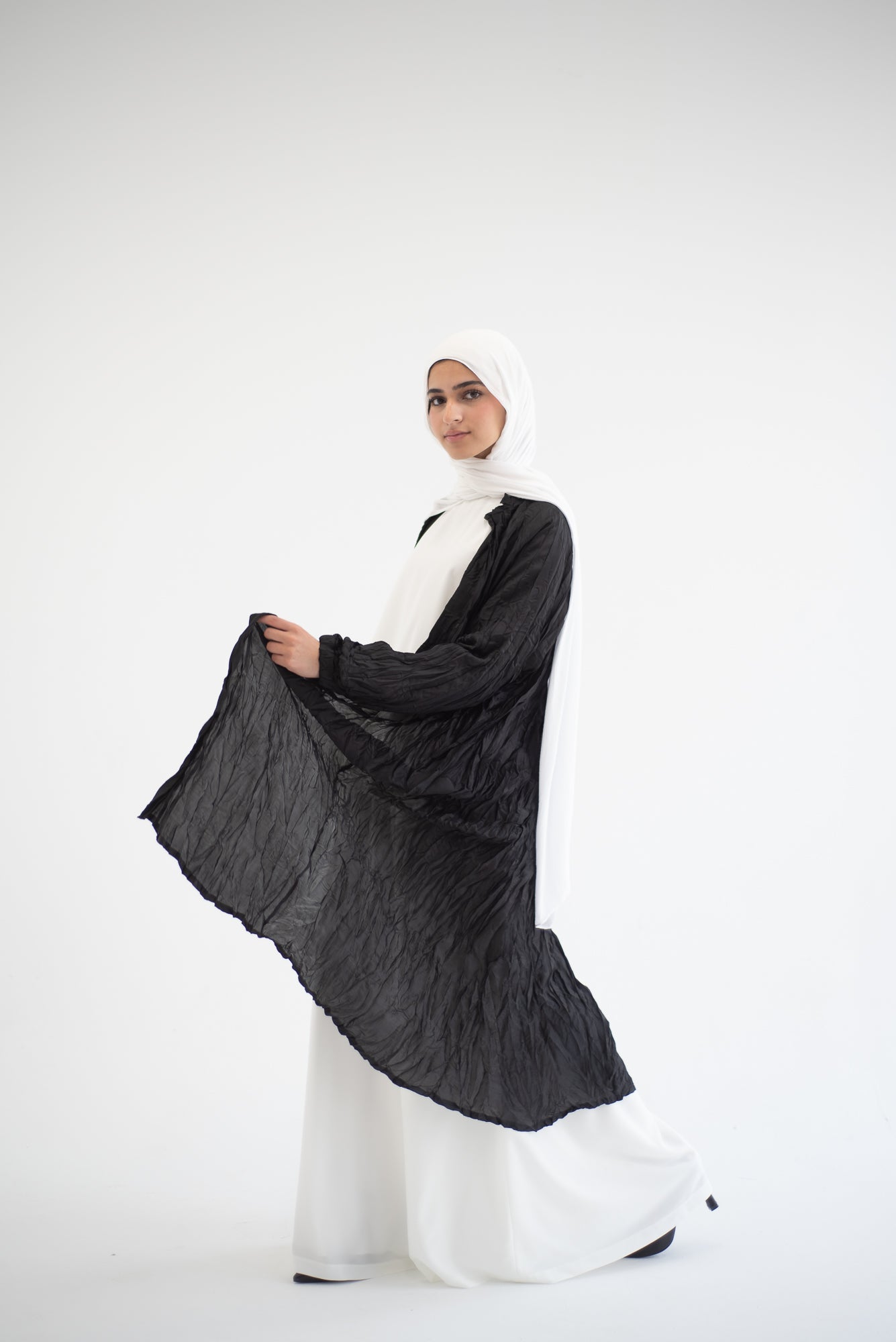 Crushed silk cardigan - Black