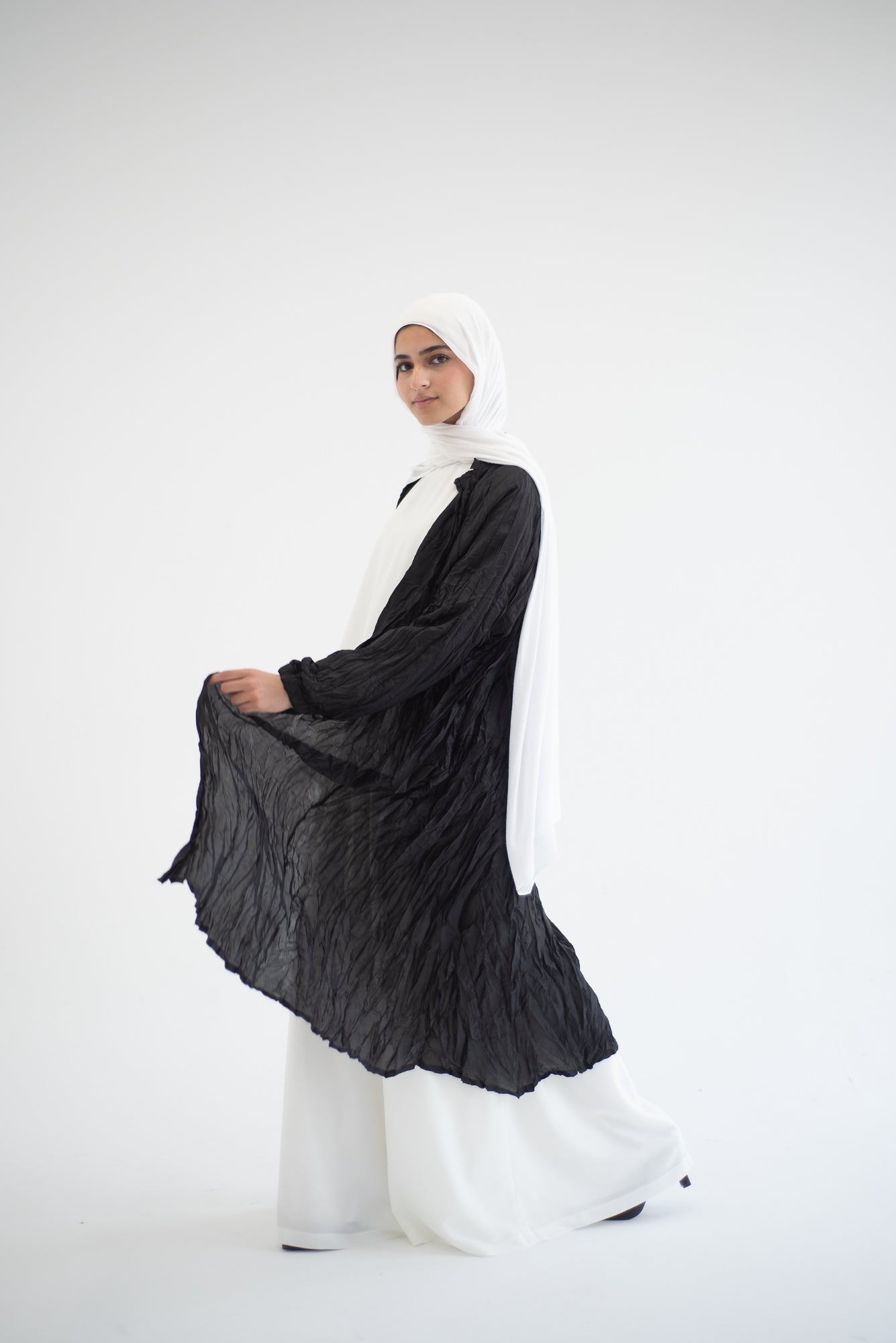 Crushed silk cardigan - Black
