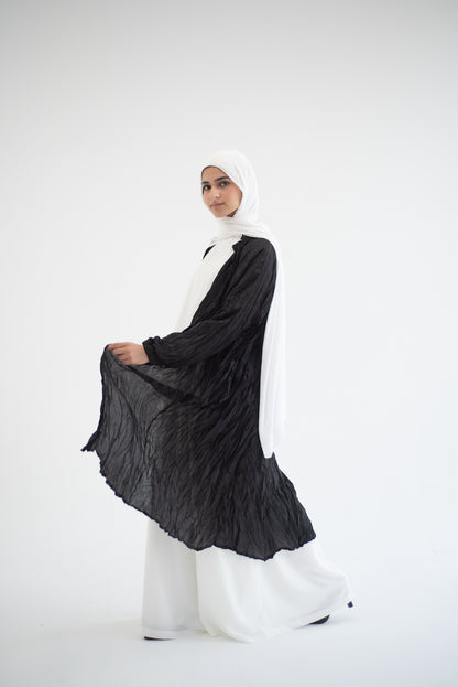 Crushed silk cardigan - Black