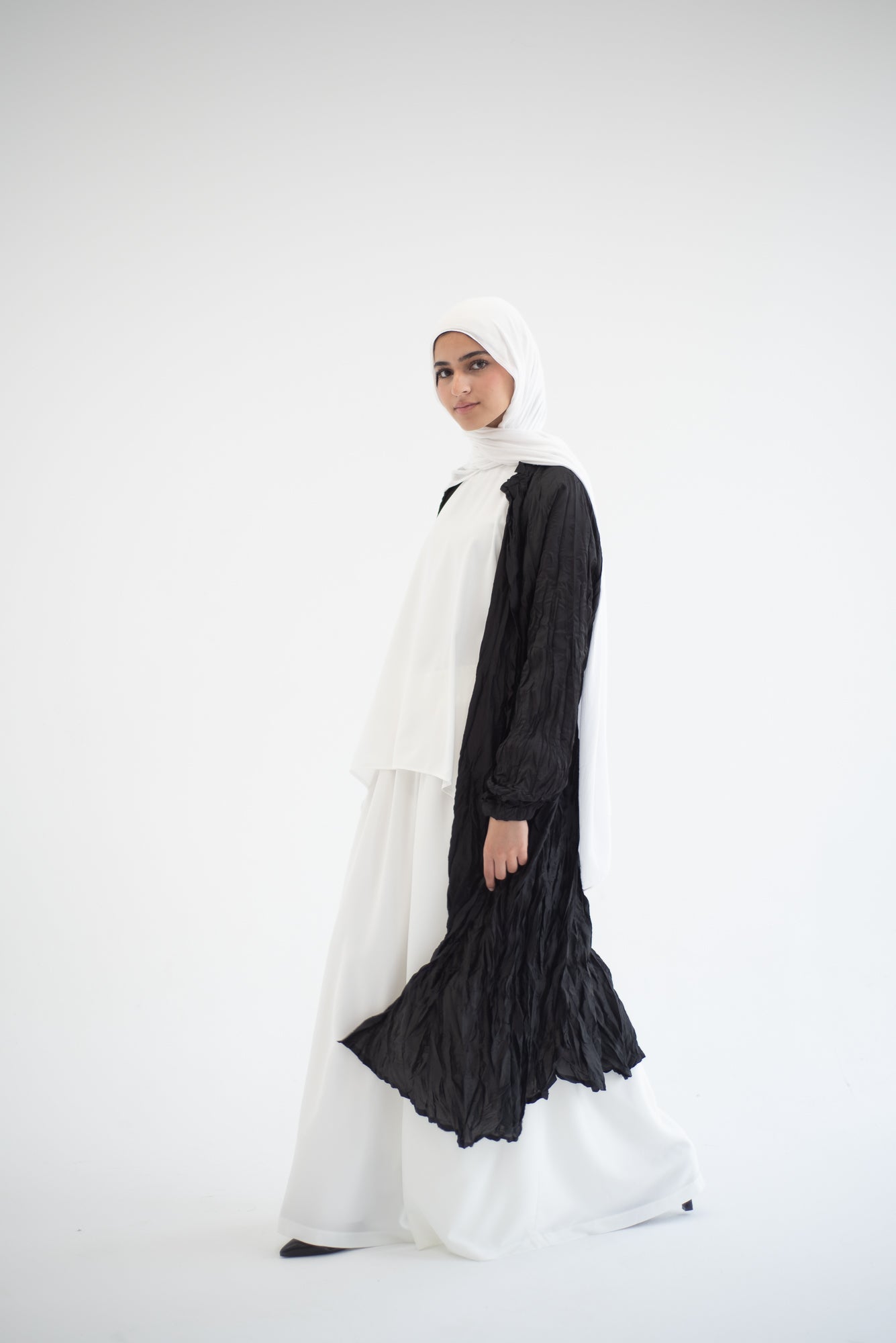 Crushed silk cardigan - Black