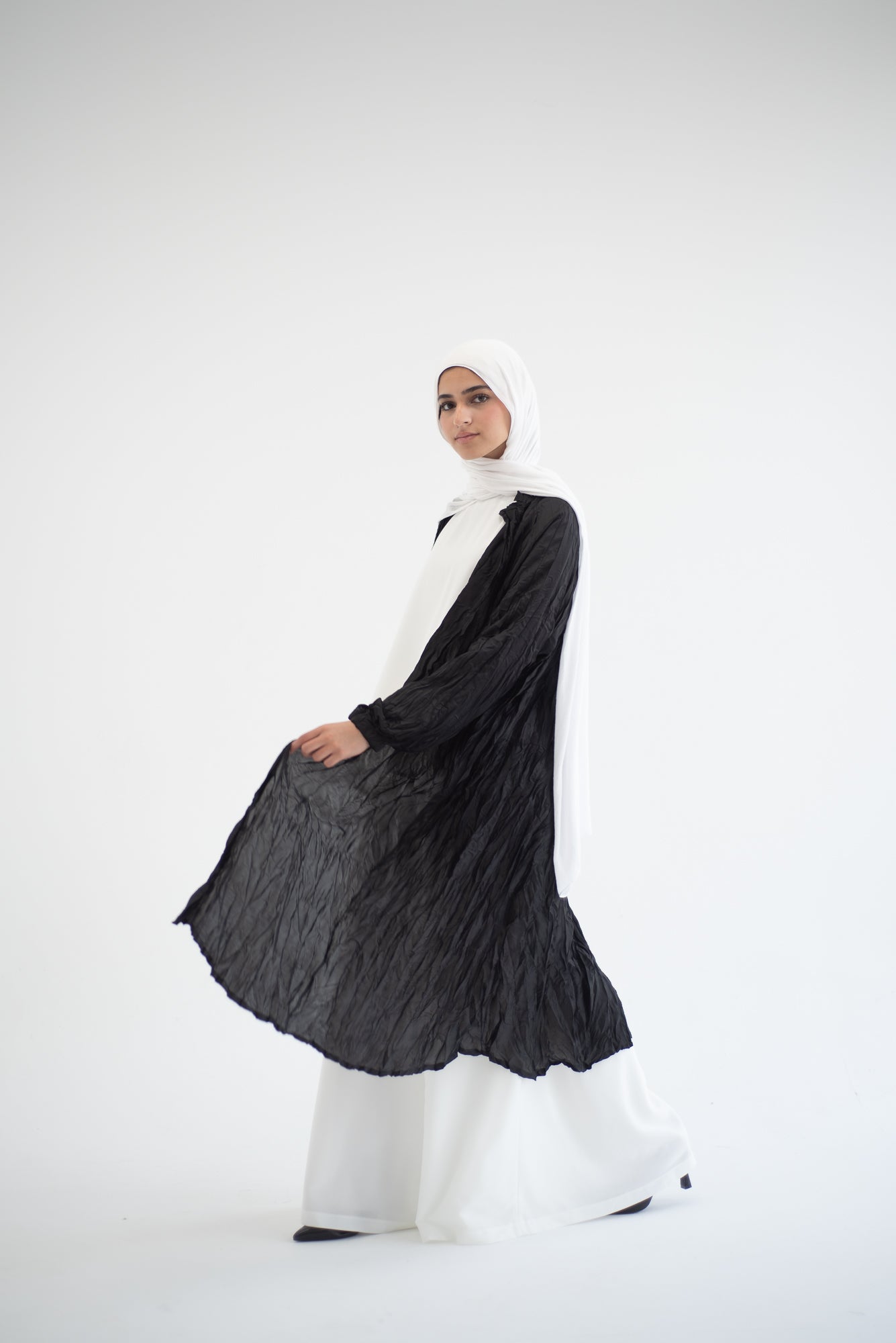 Crushed silk cardigan - Black