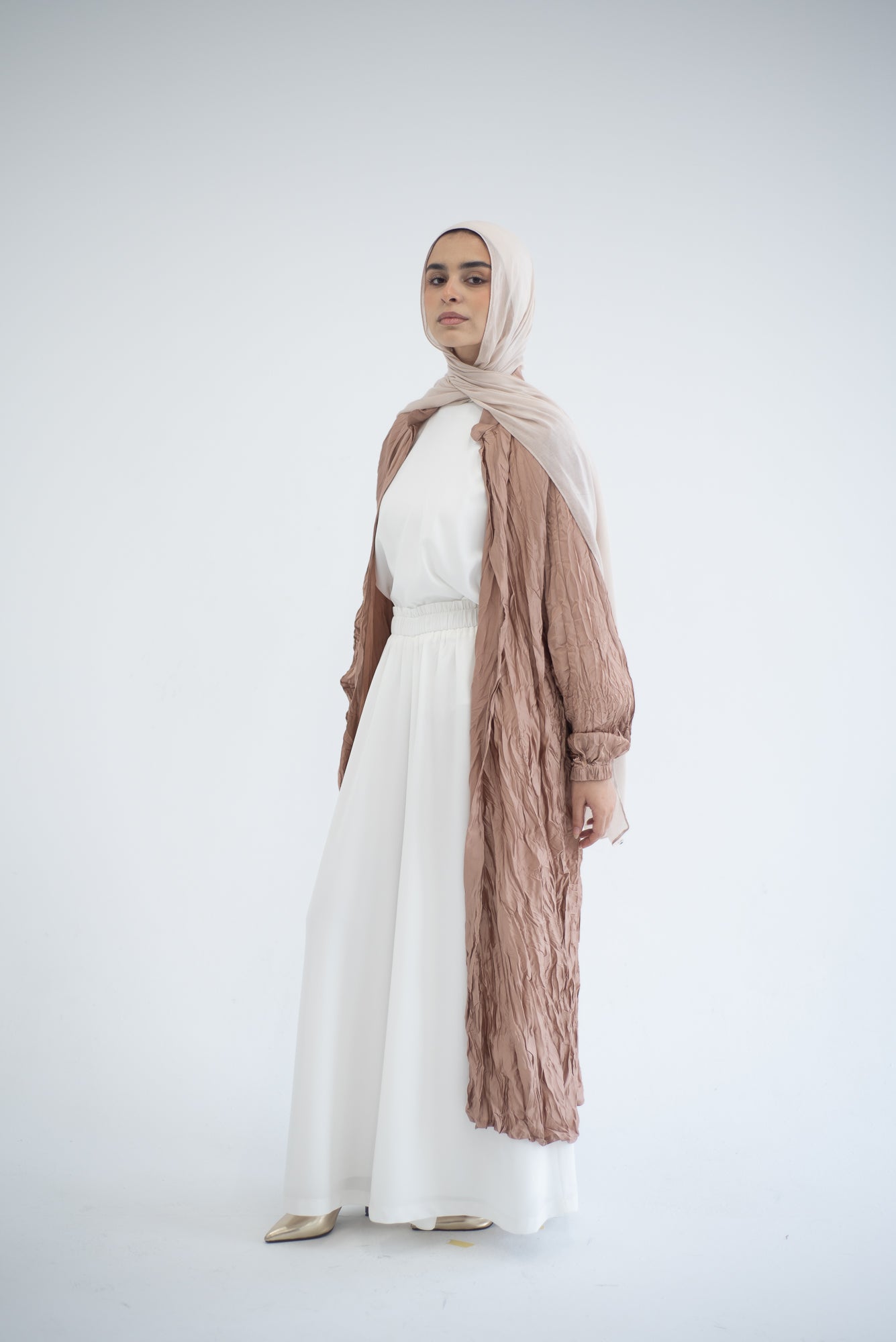 Crushed silk cardigan - Champagne