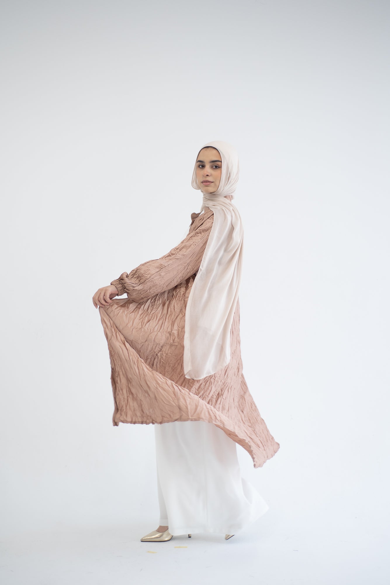 Crushed silk cardigan - Champagne