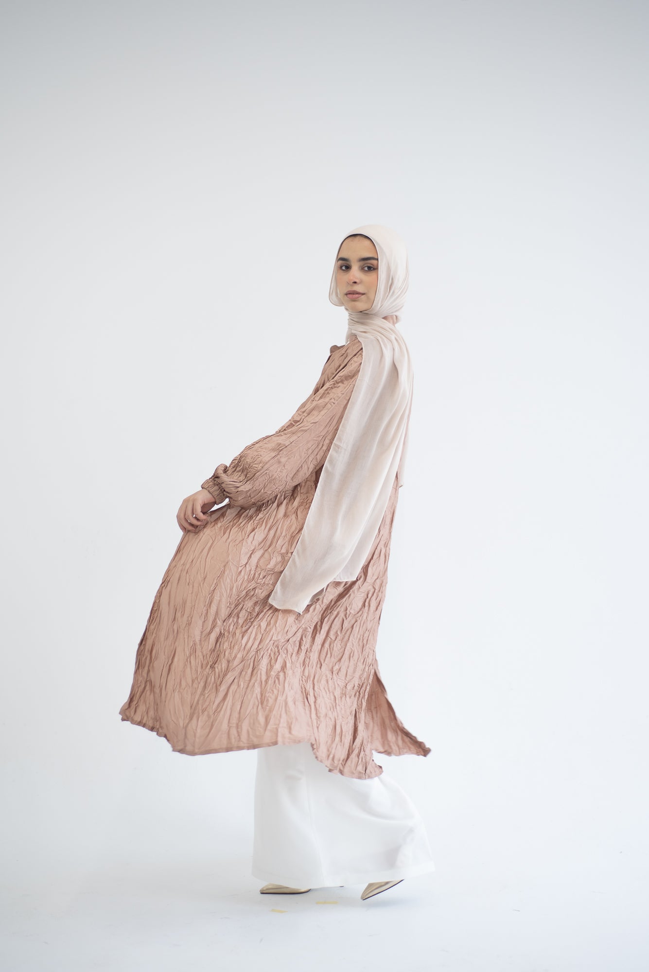 Crushed silk cardigan - Champagne