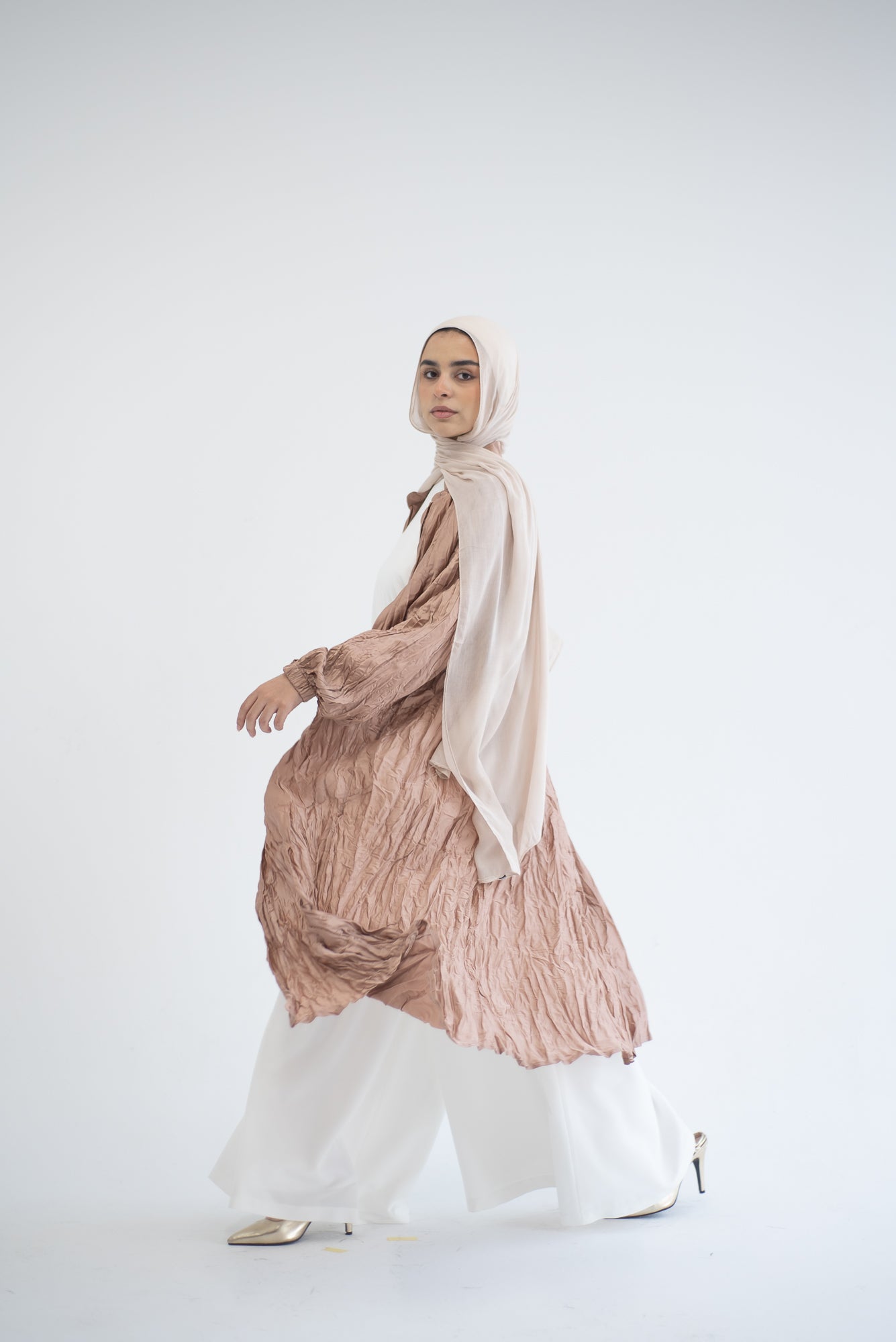 Crushed silk cardigan - Champagne