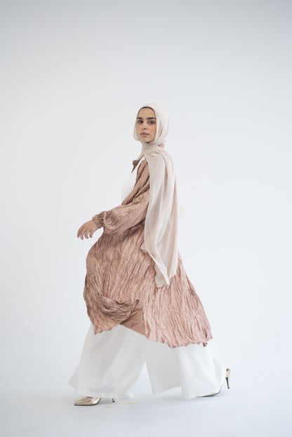 Crushed silk cardigan - Champagne