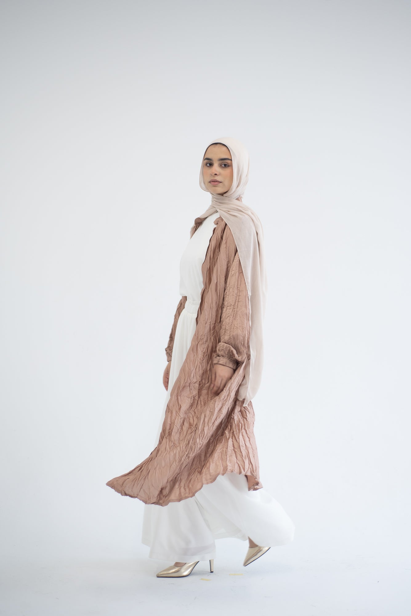 Crushed silk cardigan - Champagne