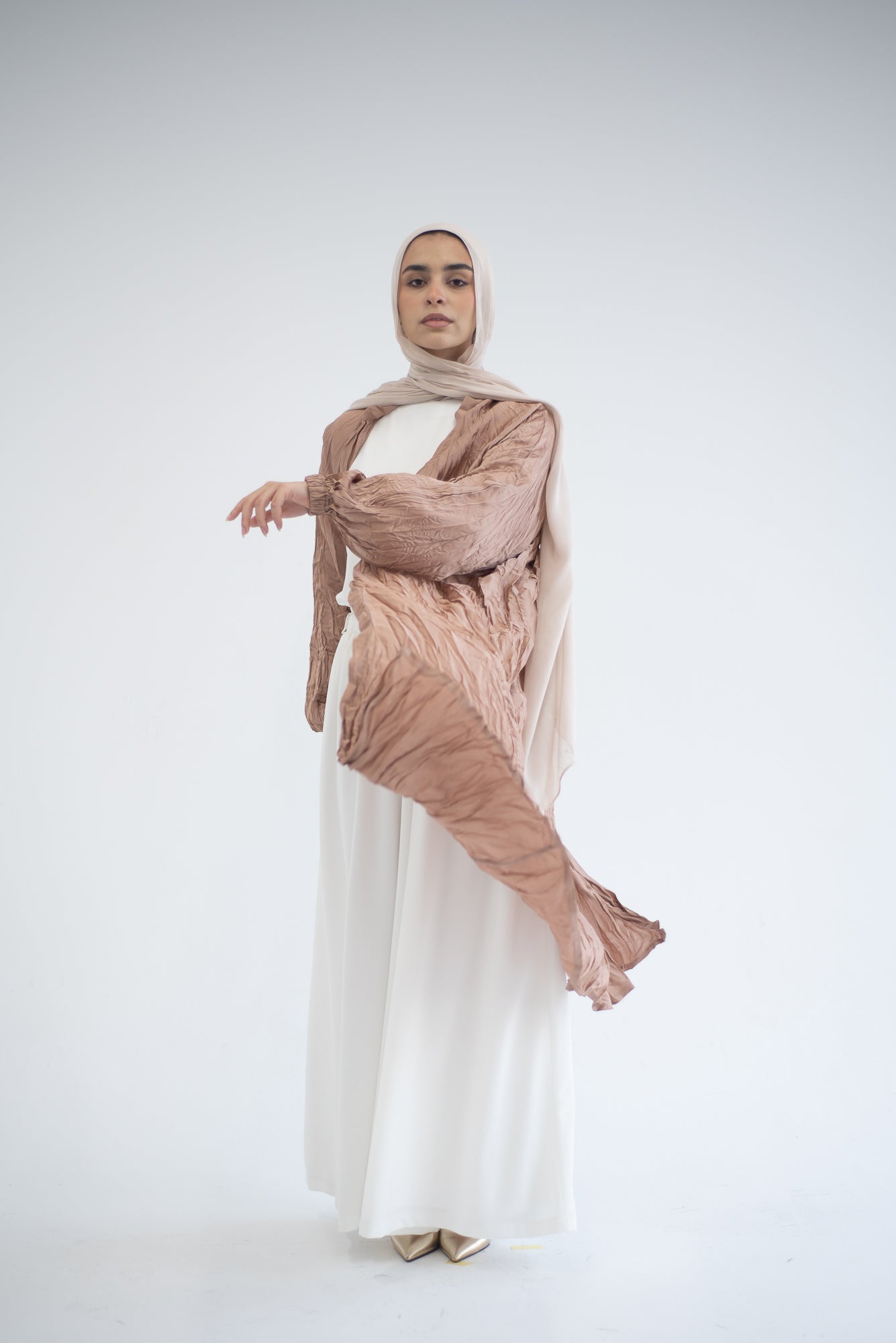Crushed silk cardigan - Champagne