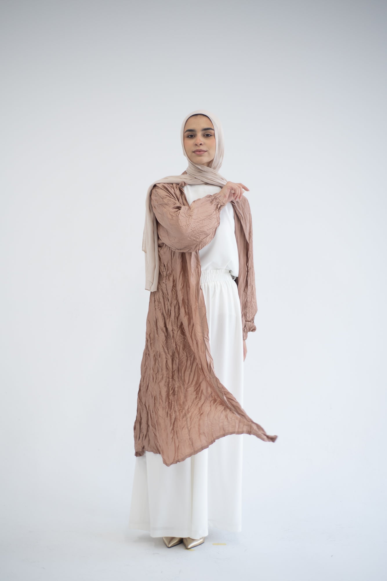 Crushed silk cardigan - Champagne