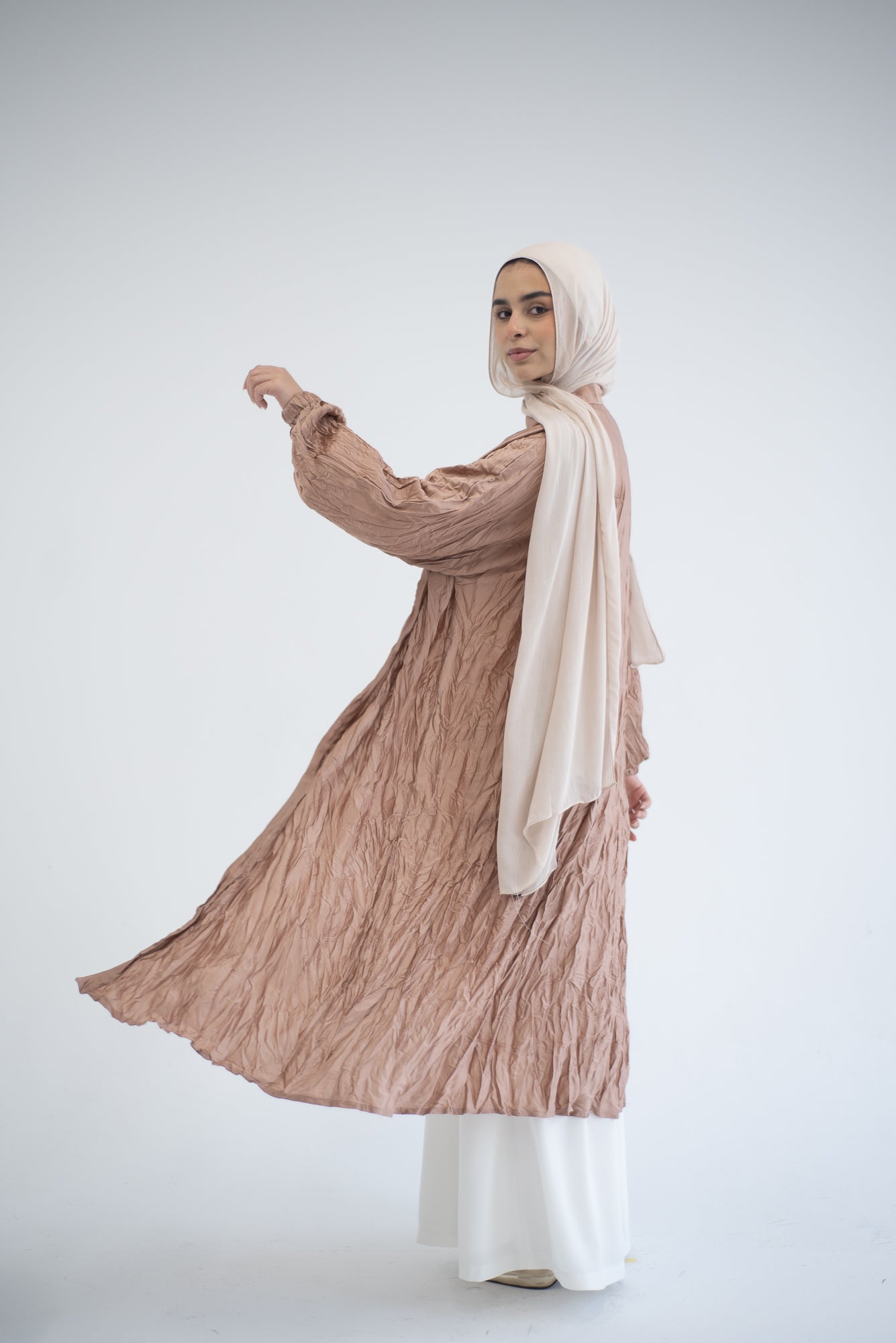 Crushed silk cardigan - Champagne