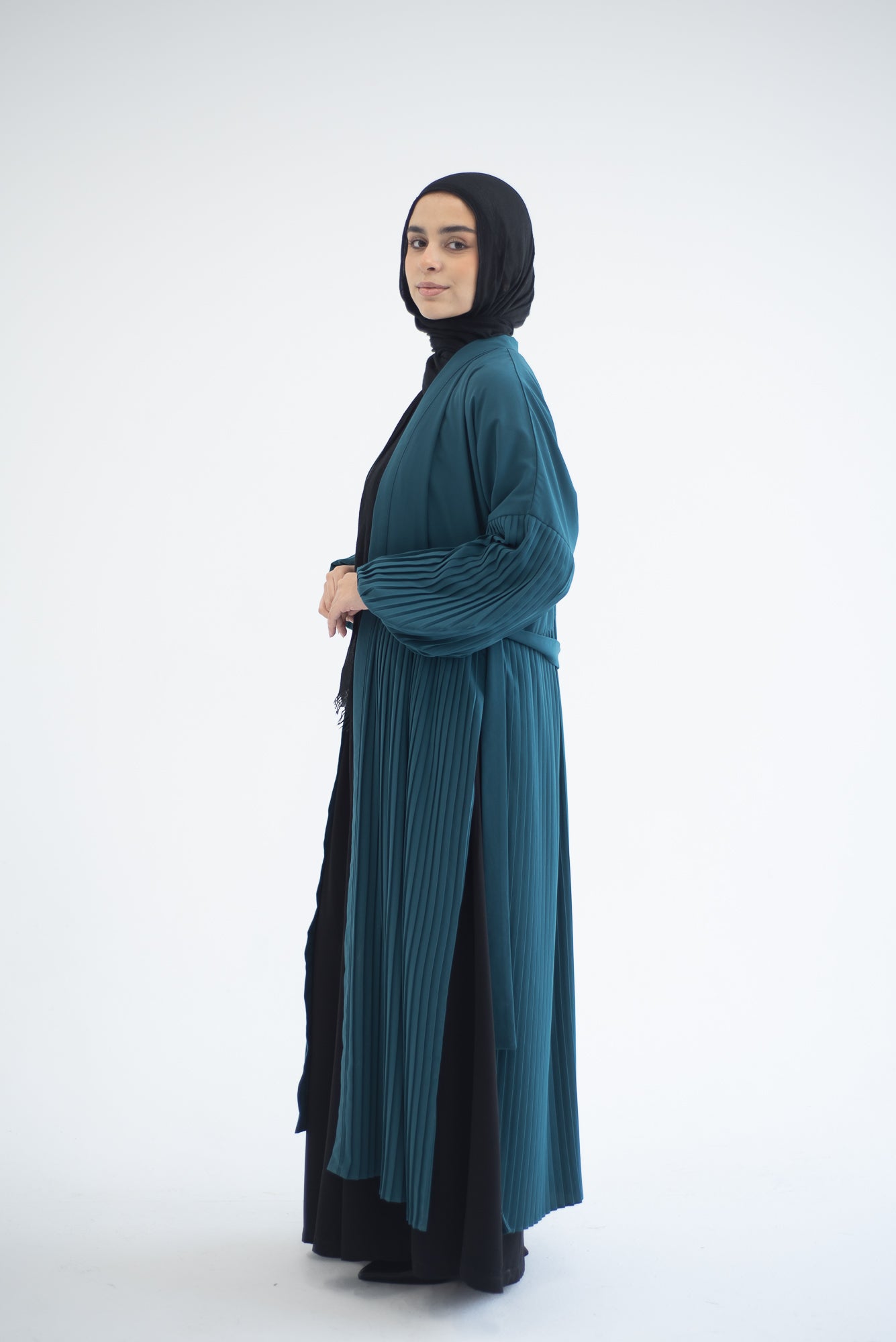 Petal Pleats Cardigan - Teal
