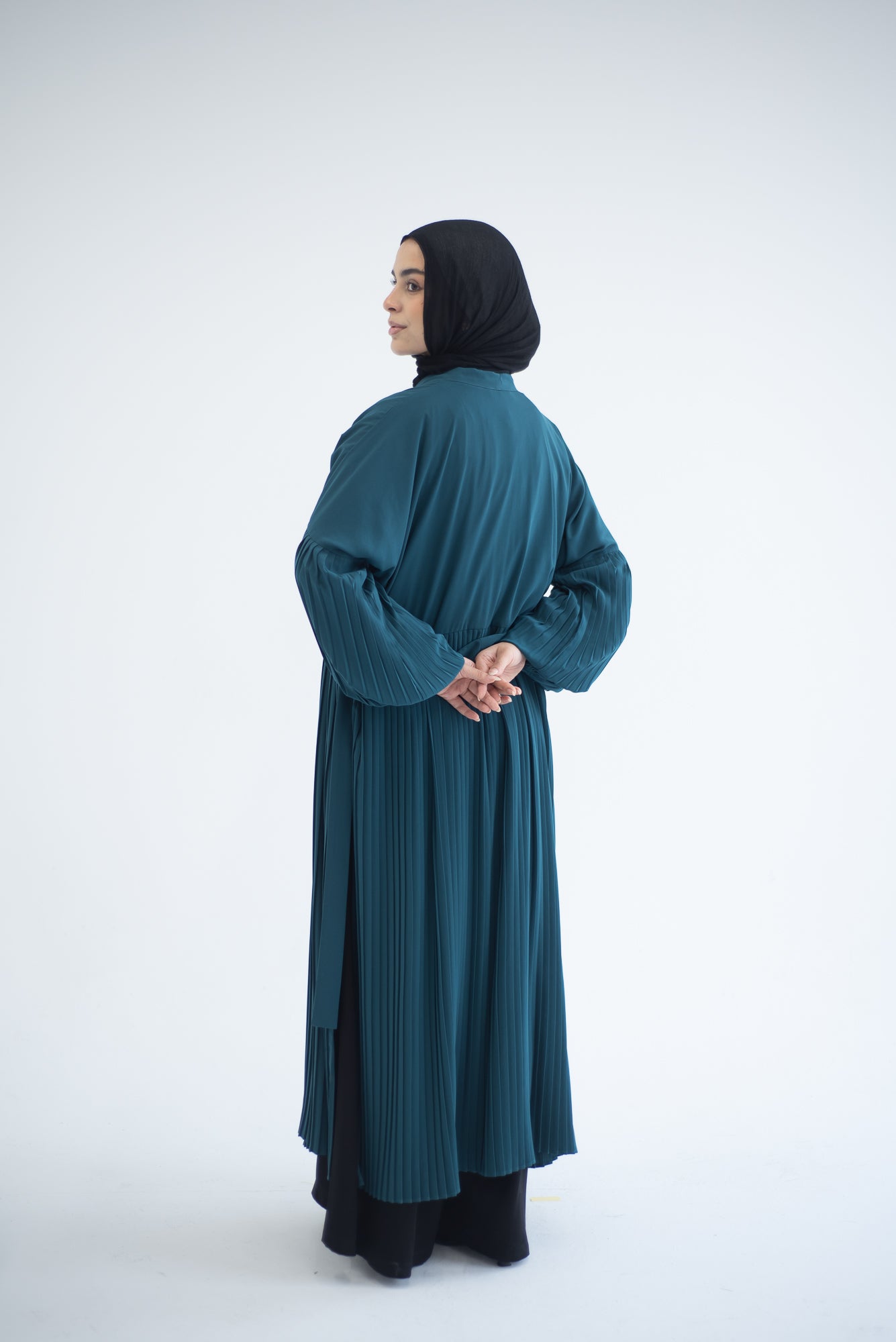 Petal Pleats Cardigan - Teal