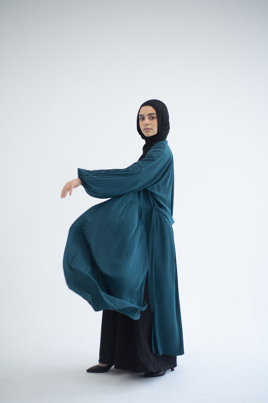 Petal Pleats Cardigan - Teal