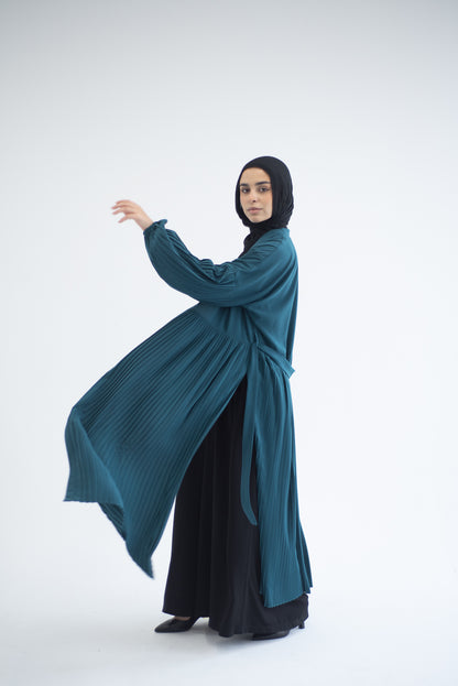 Petal Pleats Cardigan - Teal