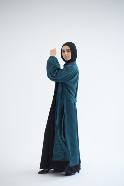 Petal Pleats Cardigan - Teal
