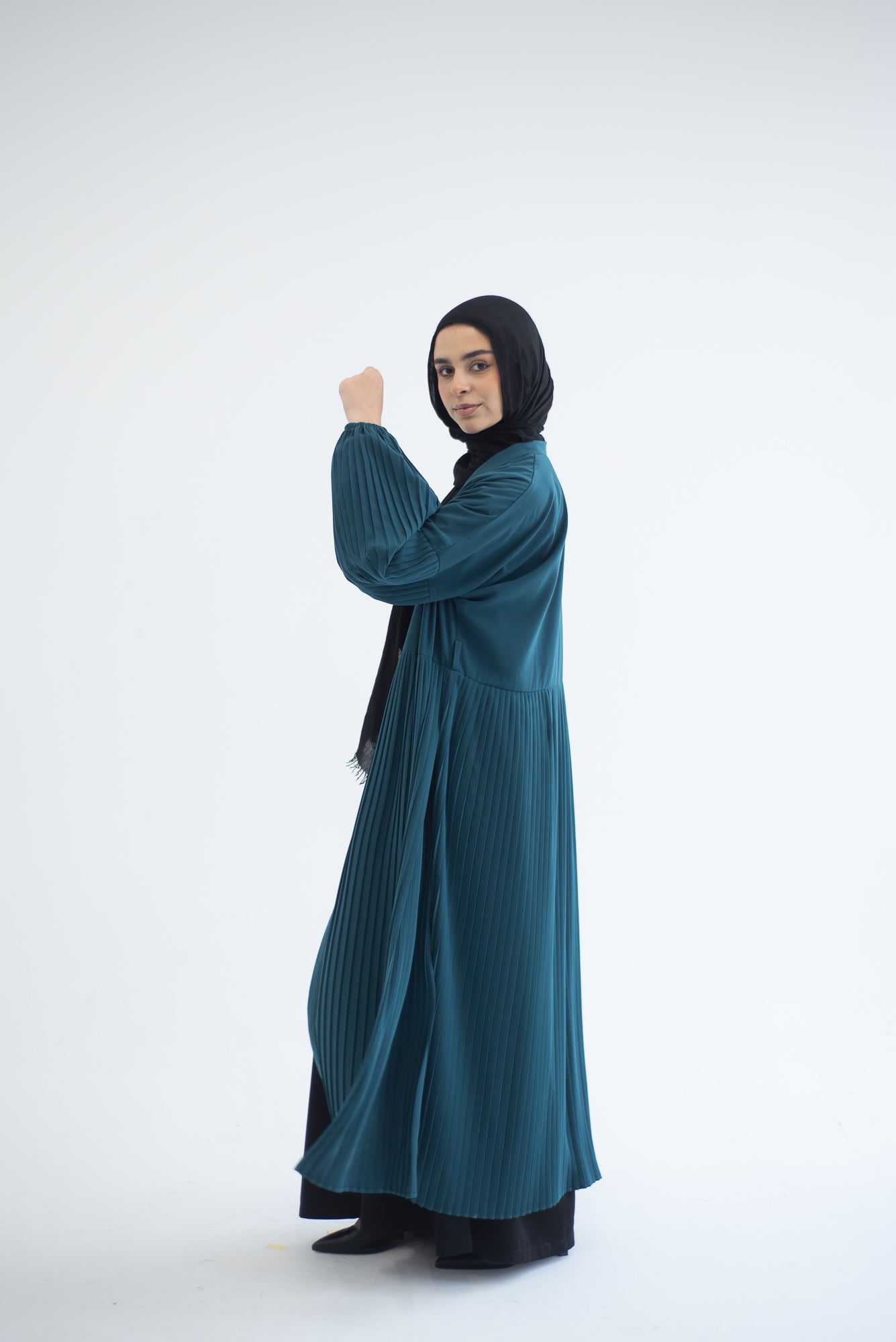 Petal Pleats Cardigan - Teal