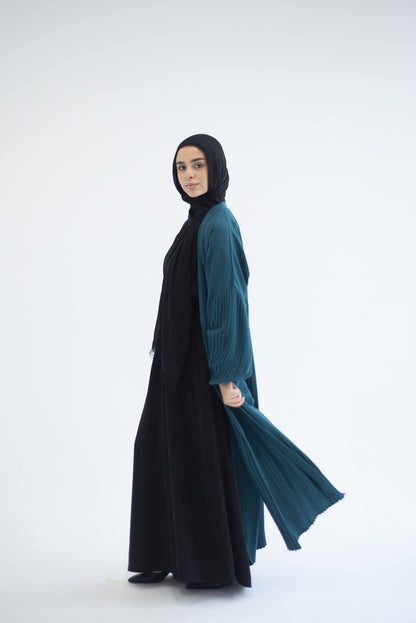 Petal Pleats Cardigan - Teal
