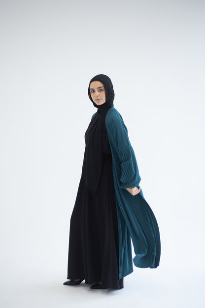 Petal Pleats Cardigan - Teal