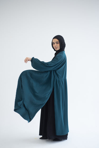 Petal Pleats Cardigan - Teal