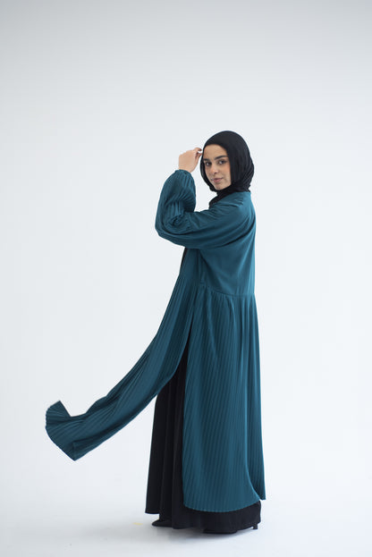 Petal Pleats Cardigan - Teal