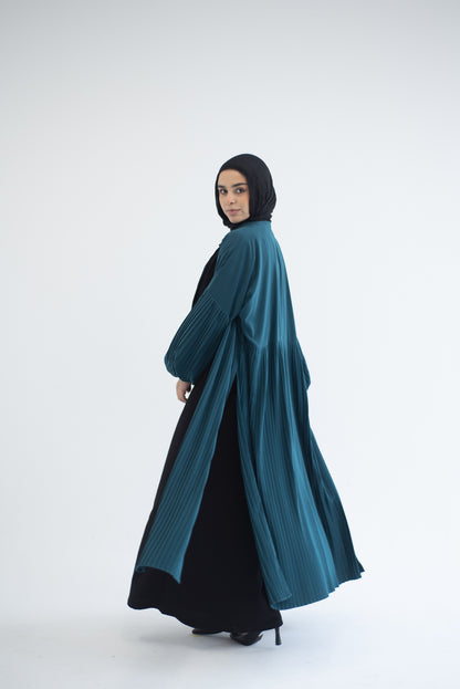 Petal Pleats Cardigan - Teal