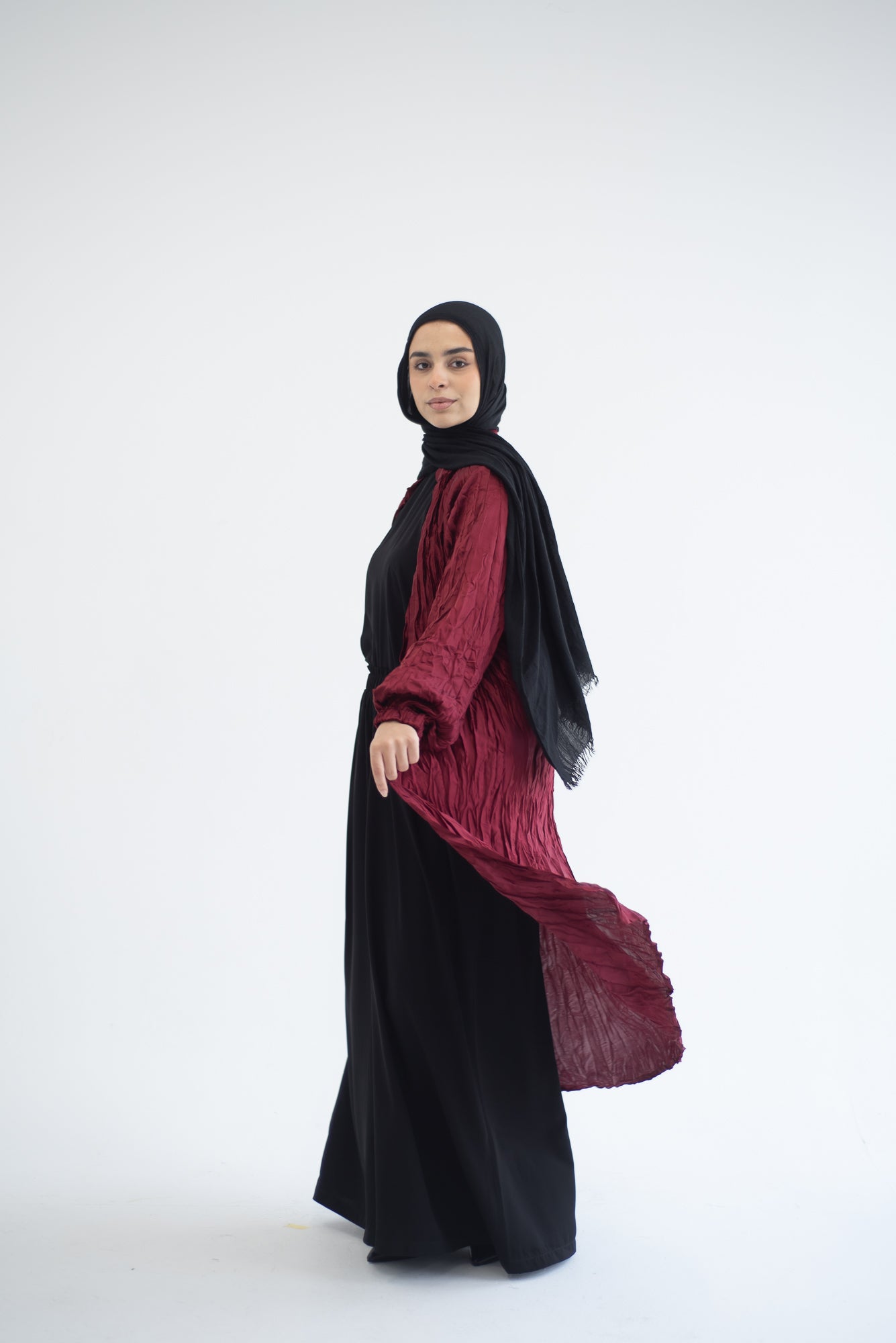 Crushed silk cardigan - Burgundy