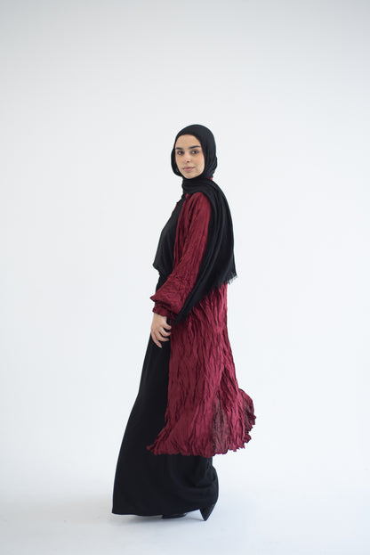 Crushed silk cardigan - Burgundy