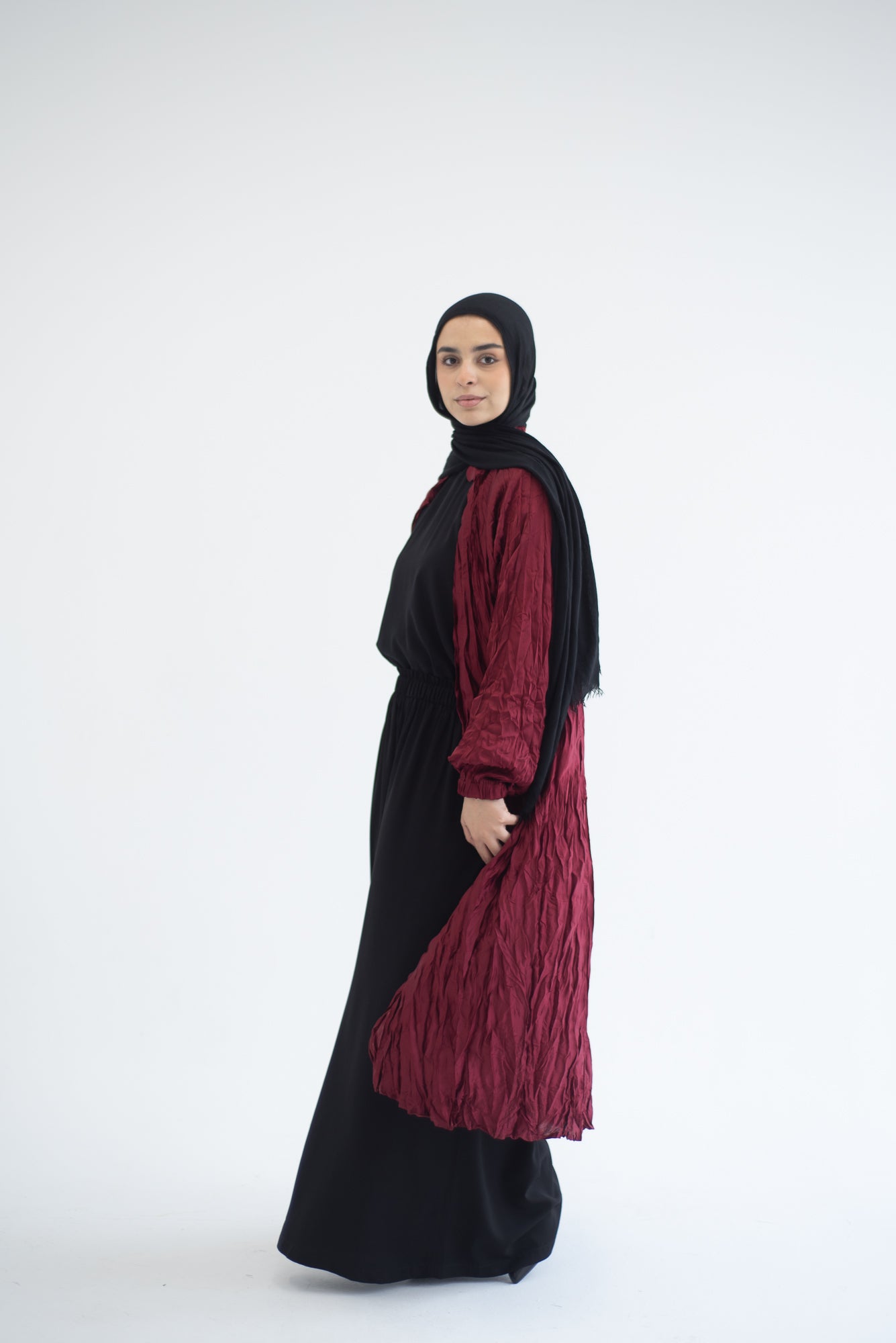 Crushed silk cardigan - Burgundy