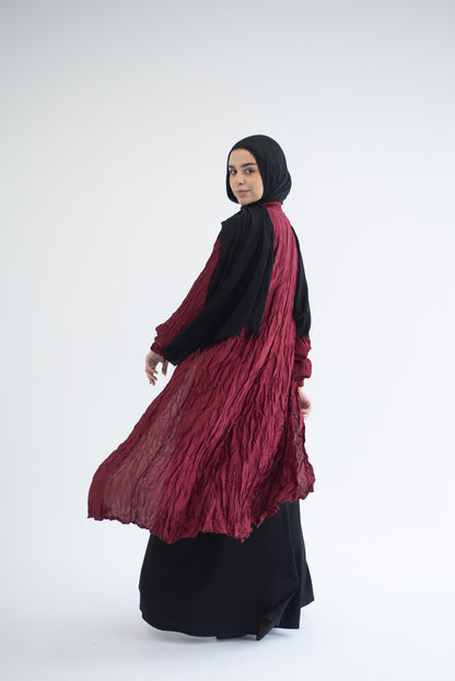 Crushed silk cardigan - Burgundy